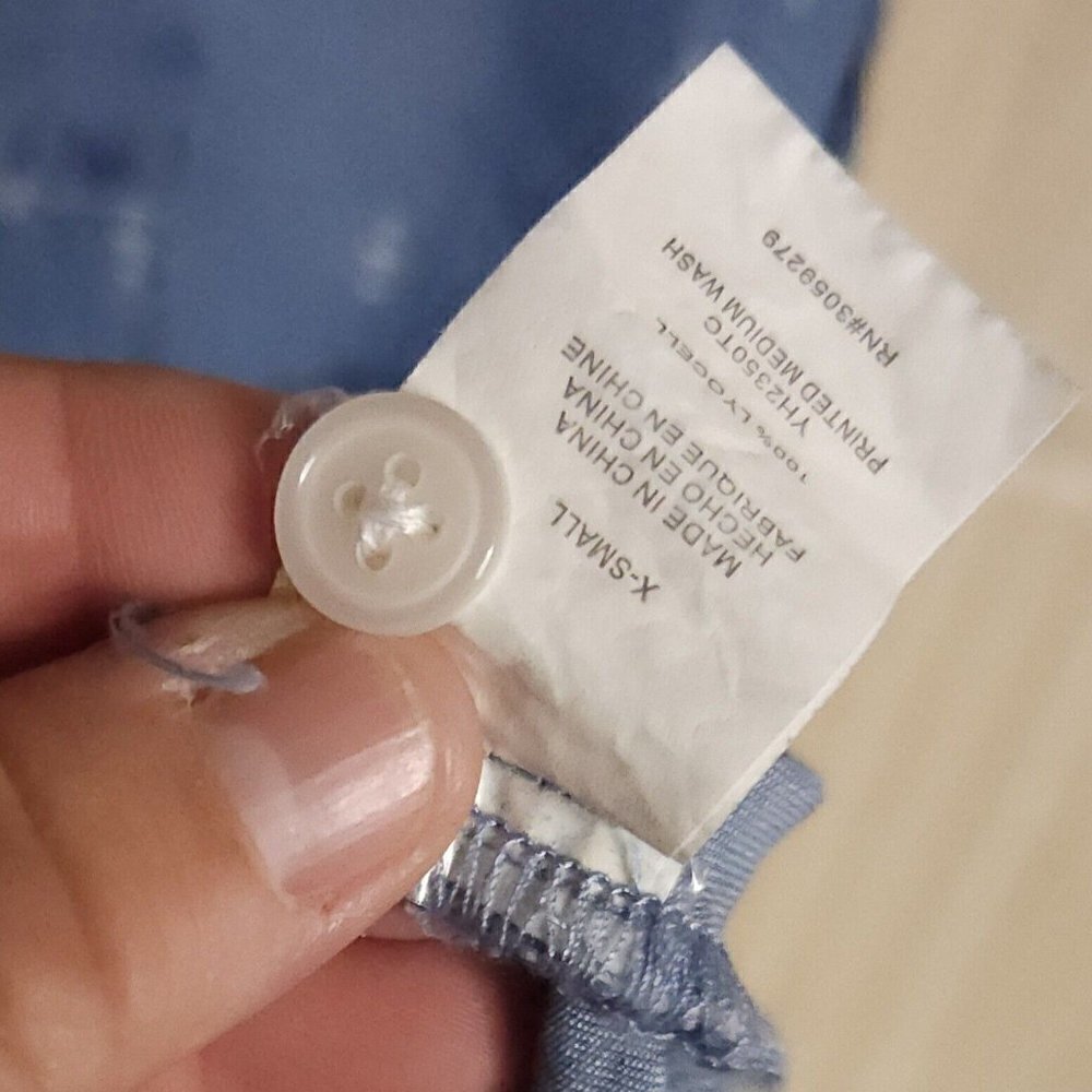 Thread & Supply Blue White Distressed Southwestern Lyocel Top XS - Picture 7 of 7